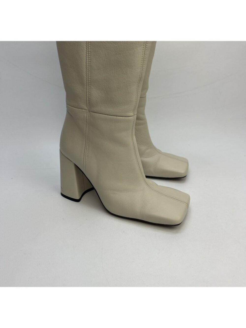Y2K L'Intervalle White Leather Boots Women’s 37 Retro 60's Scandinavian Luxe - Picture 3 of 14